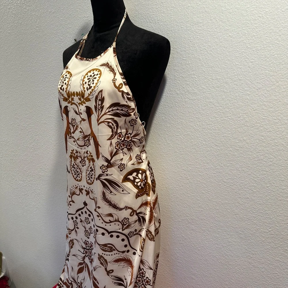 House Of Harllow  1960 Satin Tropical Maxi Dress. NWOT - Picture 6 of 8